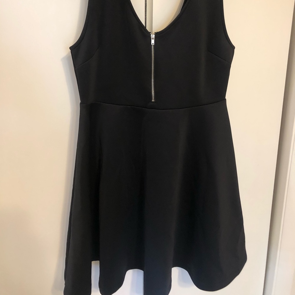 Black short front zipper dress